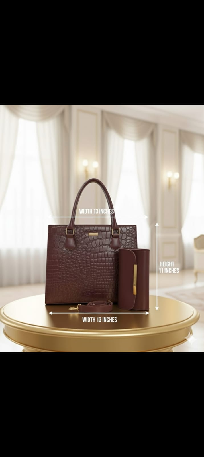 Crocodile Box 2-Piece Structured Tote & Wallet Set —   handbag by HandbagsAvenue